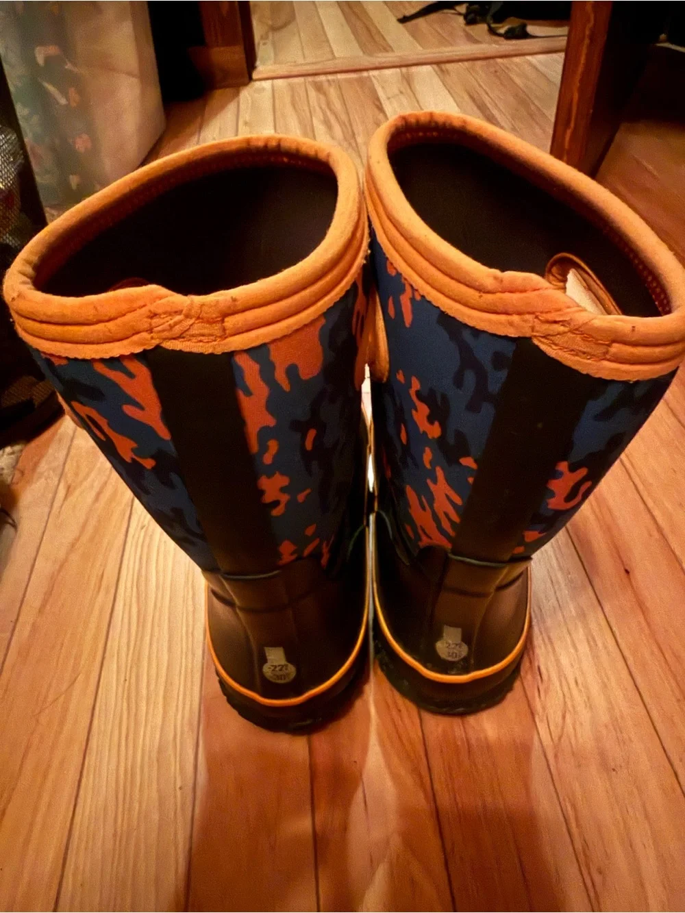 Kids Waterproof Rain Boots - Blue and Orange Camo
